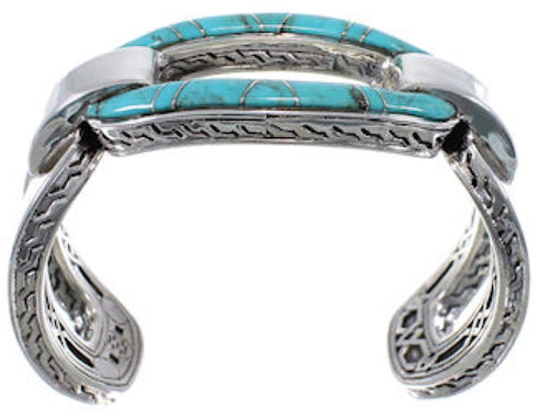 Southwest Turquoise Silver Jewelry Sturdy Cuff Bracelet MX27440